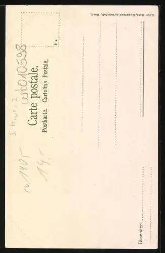 AK Rheinfelden, Storchennestturm mit brütendem Storch