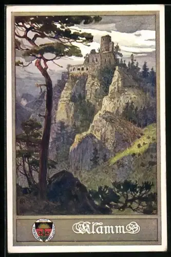 AK Deutscher Schulverein Nr.182: Klamm, Blick zur Ruine