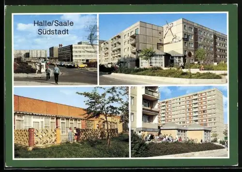 AK Halle / Saale, Strasse des Roten Oktober, Blick zur Poliklinik, Jugendklub Silberhöhe, Restaurant Silberaue