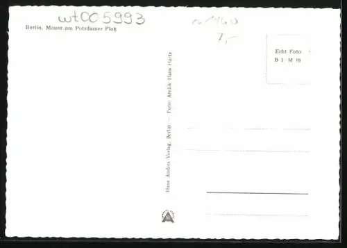 AK Berlin, Mauer am Potsdamer Platz mit Strassenschild Potsdamer Strasse