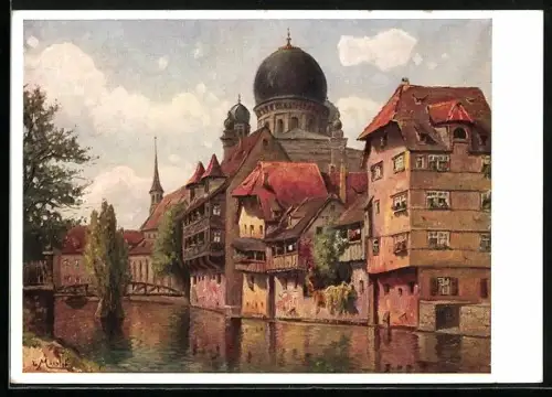 Künstler-AK Nürnberg, Insel Schütt