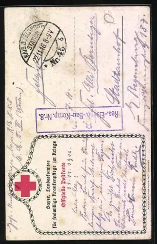 AK Die deutsche Frau im Kriege verteilt Wasser an die durstigen Krieger, Rotes Kreuz