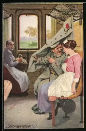 Künstler-AK Arthur Thiele: Soldatenhumor, Spionageabwehr