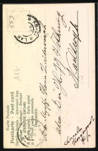 AK Schutzengel wacht über ein kleines Mädchen, Weihnachtsgruss