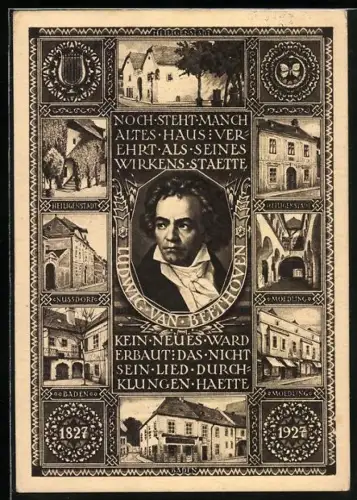 AK Ludwig van Beethoven, Häuser seiner Wirkungsstätten