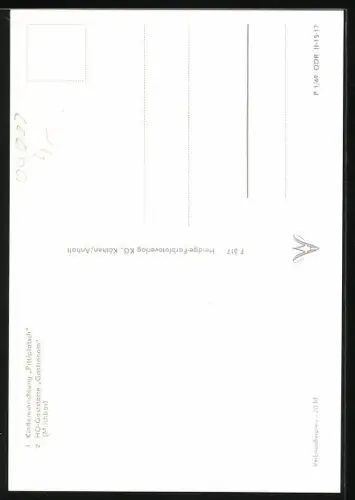 AK Halle-Neustadt, Kindereinrichtung Pittiplatsch und HO-Gaststätte Gastronom