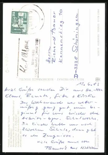 AK Halle-Neustadt, Freibad Angersdorfer Teiche, Sternwarte der Station Junger Techniker, an der Magistrale