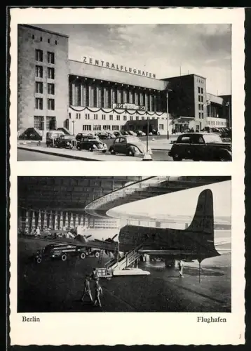 AK Berlin, Zentralflughafen, Flugzeug in Hangar, Eingangsgebäude