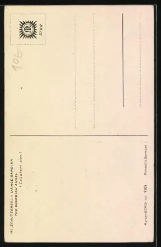 AK Ein Schutzengel behütet ein Mädchen und einen Jungen in der Nacht