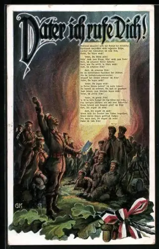AK Feldprediger bei einer Predigt vor Soldaten, Vater ich rufe Dich!, Spruch