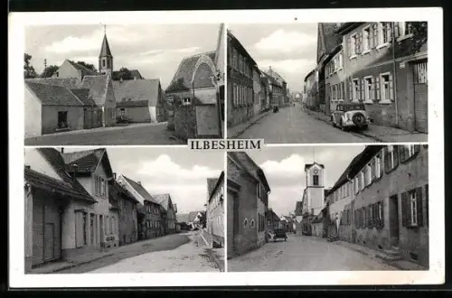 AK Ilbesheim, Blick zur Kirche, Strassenpartie im Ort