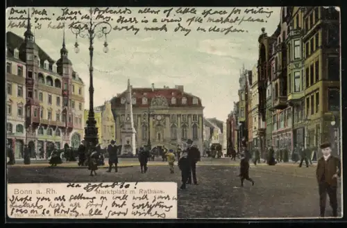 AK Bonn a. Rh., Marktplatz, Rathaus