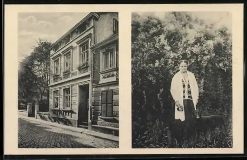 AK Bad Godesberg, Gasthaus Die Lindenwirtin, Porträt der Wirtin