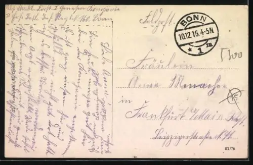 AK Bonn a. Rh., Rheinufer mit Rheinbrücke