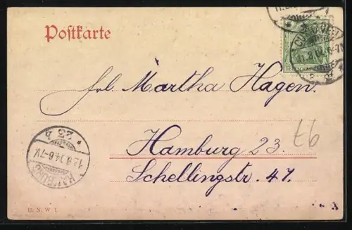 AK Cuxhaven-Döse, Deichpartie mit Hôtel Badehaus und Herrenbad