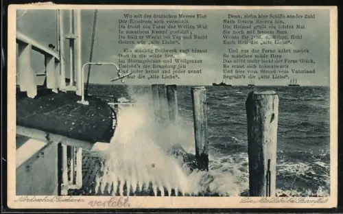 AK Cuxhaven, Die Alte Liebe bei Sturmflut