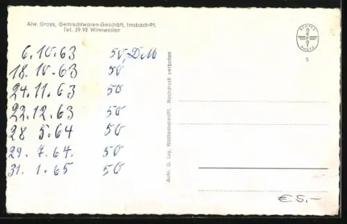 AK Imsbach / Pfalz, Ortsansicht, Kath. Kirche, Alte Kupfergrube, Bergschmiede, Ehrenmal