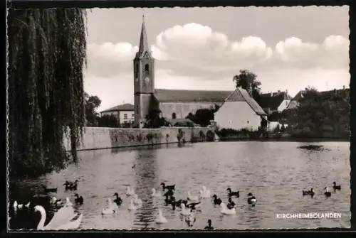 AK Kirchheimbolanden, Wasserpartie mit Blick auf Kirche