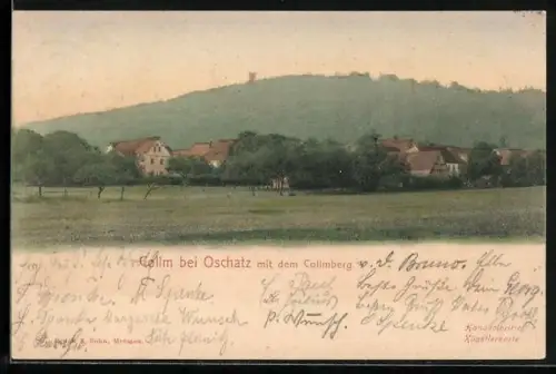 AK Collm bei Oschatz, Teilansicht des Ortes mit Collmberg