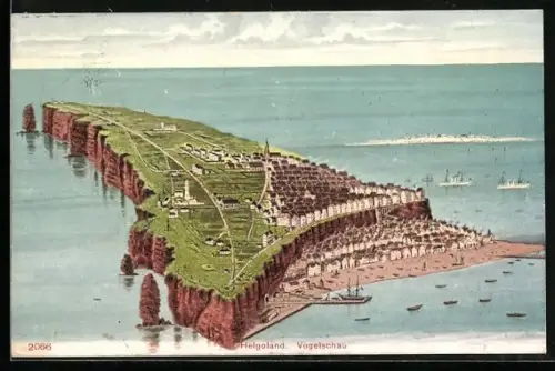 AK Helgoland, Insel aus der Vogelschau