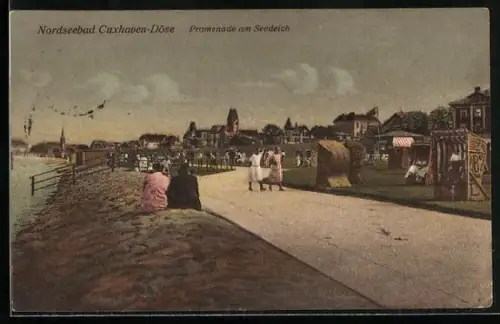 AK Cuxhaven-Döse, Promenade am Seedeich