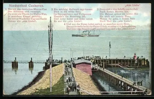 AK Cuxhaven / Nordsee, Seebrücke, Gedicht  Alte Liebe