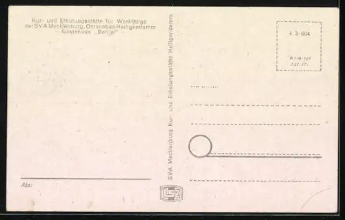 AK Heiligendamm, Kur- und Erholungsstätte der SVA Mecklenburg, Gästehaus Berlin