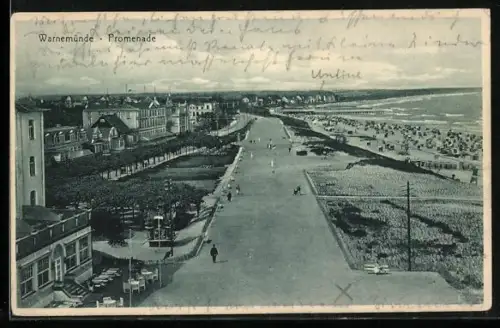 AK Warnemünde, Promenade aus der Vogelschau