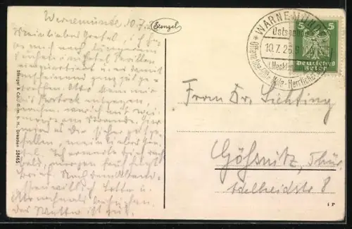 AK Warnemünde, Promenade aus der Vogelschau