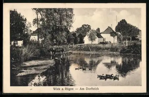 AK Wiek a. Rügen, Am Dorfteich
