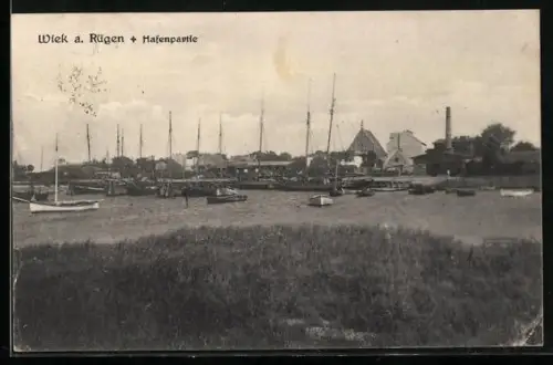 AK Wiek a. Rügen, Hafenpartie