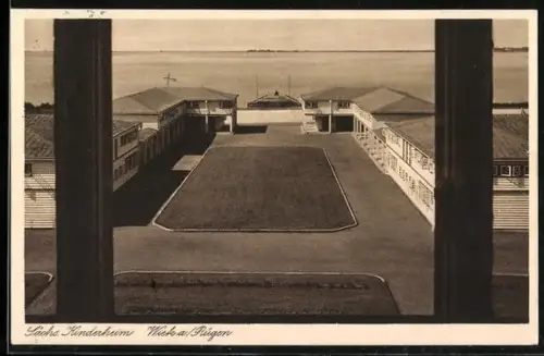 AK Wiek a. Rügen, Sächsisches Kinderheim, Blick vom Wasserturm nach dem Bollwerk