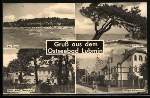 AK Lubmin, Am Strand, Heim Adolf Diesterweg, Philipp-Müller-Heim