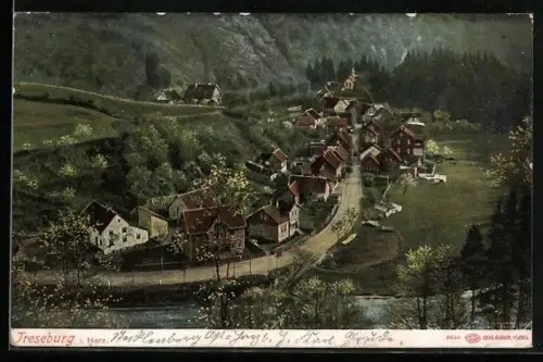 AK Treseburg i. Harz, Ortsansicht aus der Vogelschau