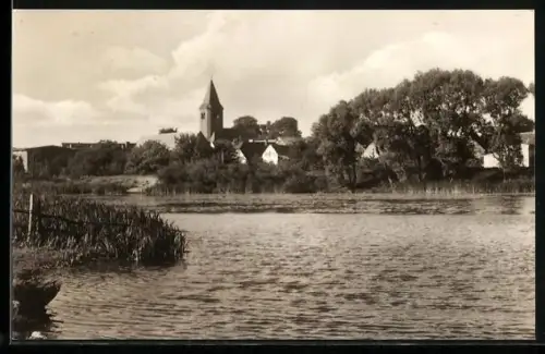 AK Klietz über Schönhausen, Blick zur Kirche