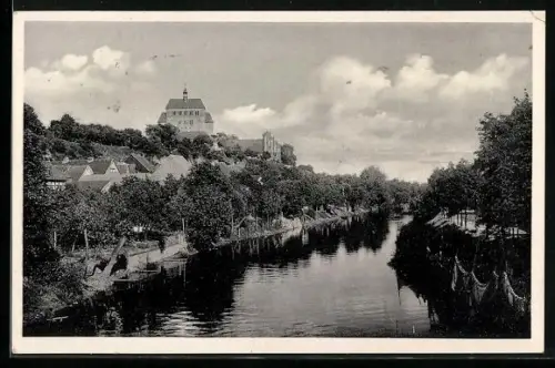 AK Havelberg, Stadtgraben mit Dom