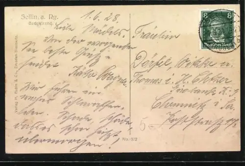 AK Sellin a. Rg., Badestrand mit Strandkörben