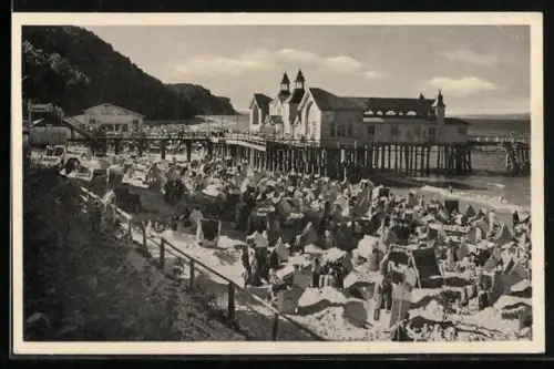 AK Sellin auf Rügen, Blick zum Strand mit Strandkörben