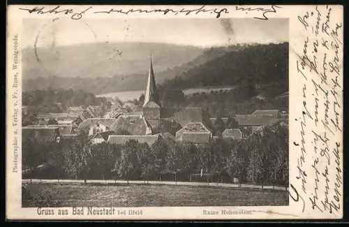 AK Bad Neustadt bei Ilfeld, Ruine Hohenstein, Ortsansicht mit Kirche