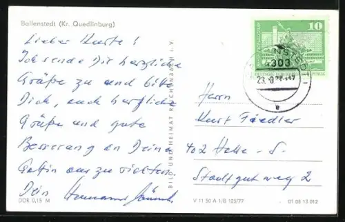 AK Ballenstedt /Quedlinburg, Städt. Badehaus, Altes Rathaus, Jugendherberge Opperode