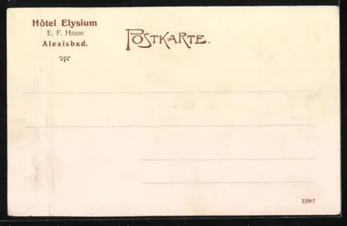 AK Alexisbad, Hôtel Elysium, Inh. E. F. Haase