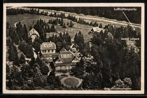 AK Benneckenstein /Hochharz, Kurheim Ebert vom Flugzeug aus