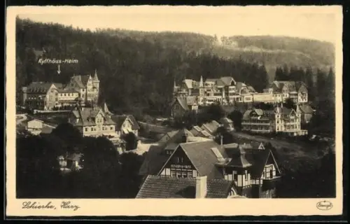AK Schierke /Harz, Ortsansicht mit Kyffhäus-Heim