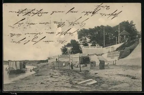 AK Niendorf a. O., Strandpartie, Pavillon, Strandhalle