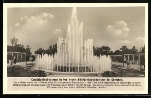 AK Chemnitz, Leuchtspringbrunnen in der neuen Schlossteichparkanlage