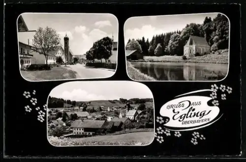 AK Egling / Isar, Kirche, Kapelle, Ortsansicht