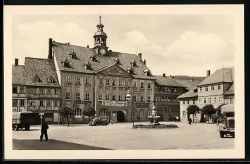 AK Themar, Markt, Rathaus, Brunnen