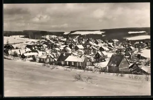 AK Schnett /Hildburghausen, Winterliche Ortsansicht