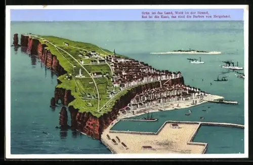 AK Helgoland, Vogelansicht der Insel