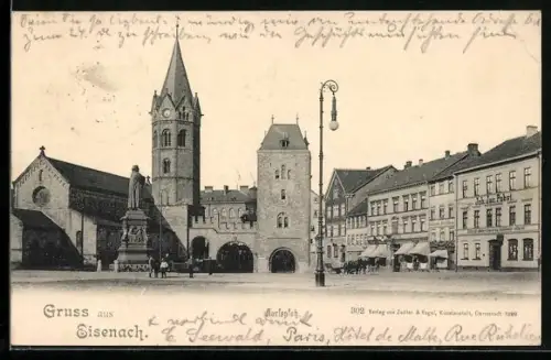 AK Eisenach, Karlsplatz mit Geschäft von Joh. Jac. Pabst